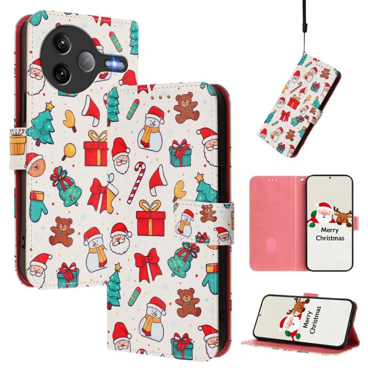 Christmas Series Buckle Leather Phone Case with Hand Strap, For Xiaomi 15T Pro 5G, For Xiaomi 15T 5G, For Xiaomi 15S Pro 5G, For Xiaomi Poco F7 / Redmi Turbo 4 Pro, For Xiaomi Poco F7 Ultra / Redmi K80 Pro, For Xiaomi Poco F7 Pro / Redmi K80           ...