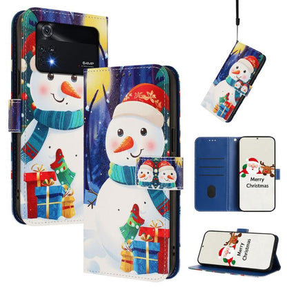 Christmas Series Buckle Leather Phone Case with Hand Strap, For Xiaomi 12 Lite, For Xiaomi Poco C40 / Redmi 10C, For Xiaomi Poco M4 Pro 4G, For Xiaomi Poco X4 Pro 5G