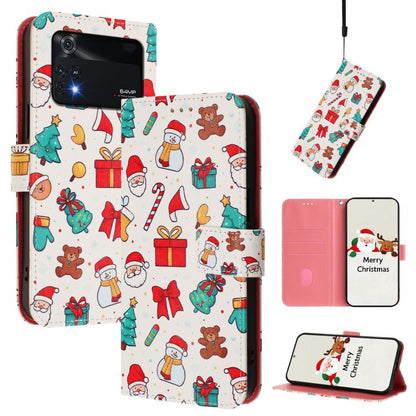 Christmas Series Buckle Leather Phone Case with Hand Strap, For Xiaomi 12 Lite, For Xiaomi Poco C40 / Redmi 10C, For Xiaomi Poco M4 Pro 4G, For Xiaomi Poco X4 Pro 5G
