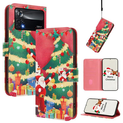 Christmas Series Buckle Leather Phone Case with Hand Strap, For Xiaomi 12 Lite, For Xiaomi Poco C40 / Redmi 10C, For Xiaomi Poco M4 Pro 4G, For Xiaomi Poco X4 Pro 5G
