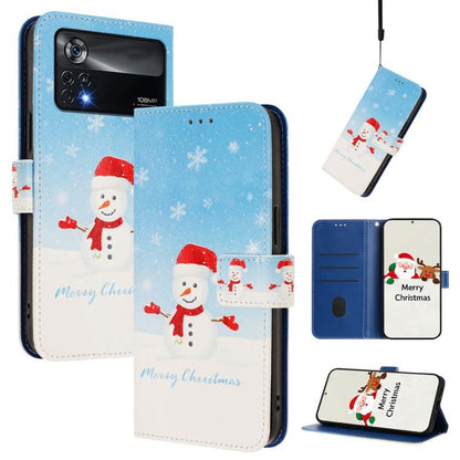 Christmas Series Buckle Leather Phone Case with Hand Strap, For Xiaomi 12 Lite, For Xiaomi Poco C40 / Redmi 10C, For Xiaomi Poco M4 Pro 4G, For Xiaomi Poco X4 Pro 5G