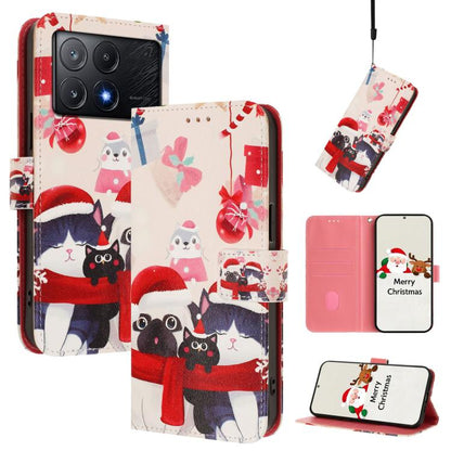 Christmas Series Buckle Leather Phone Case with Hand Strap, For Xiaomi Poco X6 Pro, For Xiaomi 14 Ultra 5G, For Xiaomi 14 Pro 5G, For Xiaomi 14 5G, For Xiaomi 13T / 13T Pro / Redmi K60 Ultra 5G, For Xiaomi 13 Ultra, For Xiaomi Civi 3 5G                ...