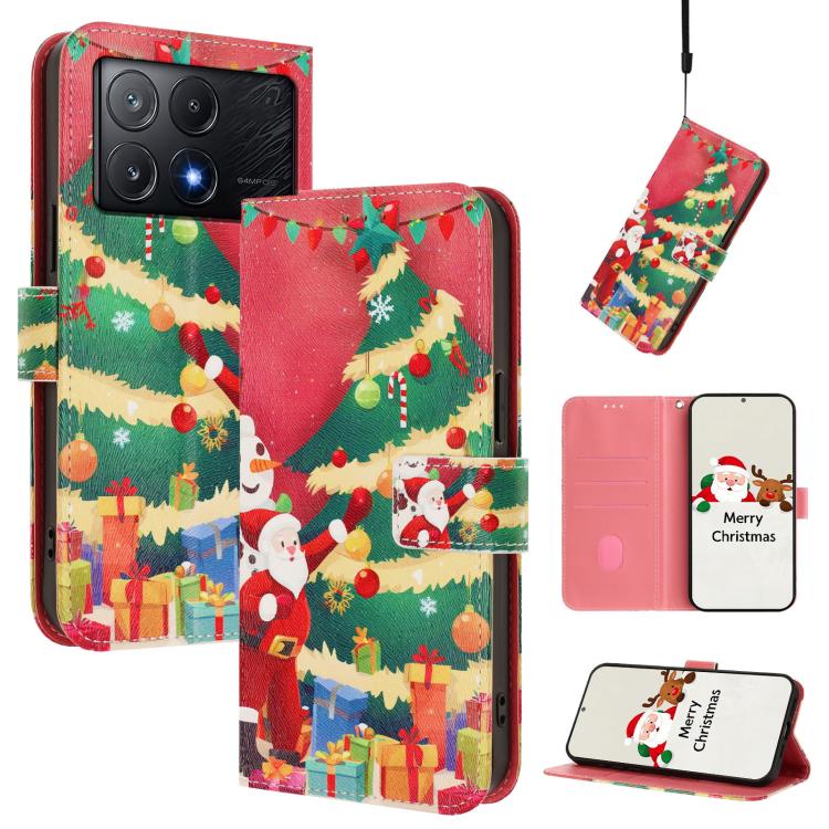Christmas Series Buckle Leather Phone Case with Hand Strap, For Xiaomi Poco X6 Pro, For Xiaomi 14 Ultra 5G, For Xiaomi 14 Pro 5G, For Xiaomi 14 5G, For Xiaomi 13T / 13T Pro / Redmi K60 Ultra 5G, For Xiaomi 13 Ultra, For Xiaomi Civi 3 5G                ...