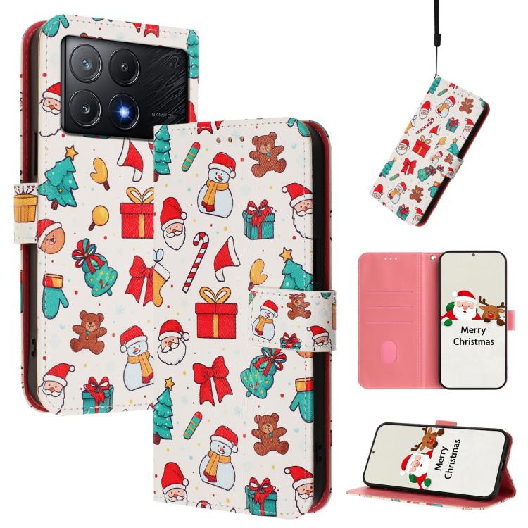 Christmas Series Buckle Leather Phone Case with Hand Strap, For Xiaomi Poco X6 Pro, For Xiaomi 14 Ultra 5G, For Xiaomi 14 Pro 5G, For Xiaomi 14 5G, For Xiaomi 13T / 13T Pro / Redmi K60 Ultra 5G, For Xiaomi 13 Ultra, For Xiaomi Civi 3 5G                ...