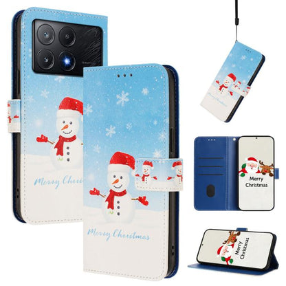 Christmas Series Buckle Leather Phone Case with Hand Strap, For Xiaomi Poco X6 Pro, For Xiaomi 14 Ultra 5G, For Xiaomi 14 Pro 5G, For Xiaomi 14 5G, For Xiaomi 13T / 13T Pro / Redmi K60 Ultra 5G, For Xiaomi 13 Ultra, For Xiaomi Civi 3 5G                ...