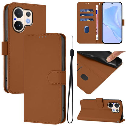 Skin Feel Solid Color Leather Phone Case with Lanyard, For vivo V60 Lite 5G Global, For vivo Y400 5G Global, For vivo V60 5G Global