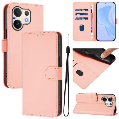 Skin Feel Solid Color Leather Phone Case with Lanyard, For vivo V60 Lite 5G Global, For vivo Y400 5G Global, For vivo V60 5G Global