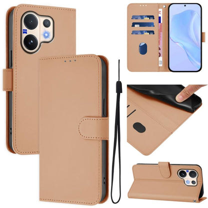 Skin Feel Solid Color Leather Phone Case with Lanyard, For vivo V60 Lite 5G Global, For vivo Y400 5G Global, For vivo V60 5G Global