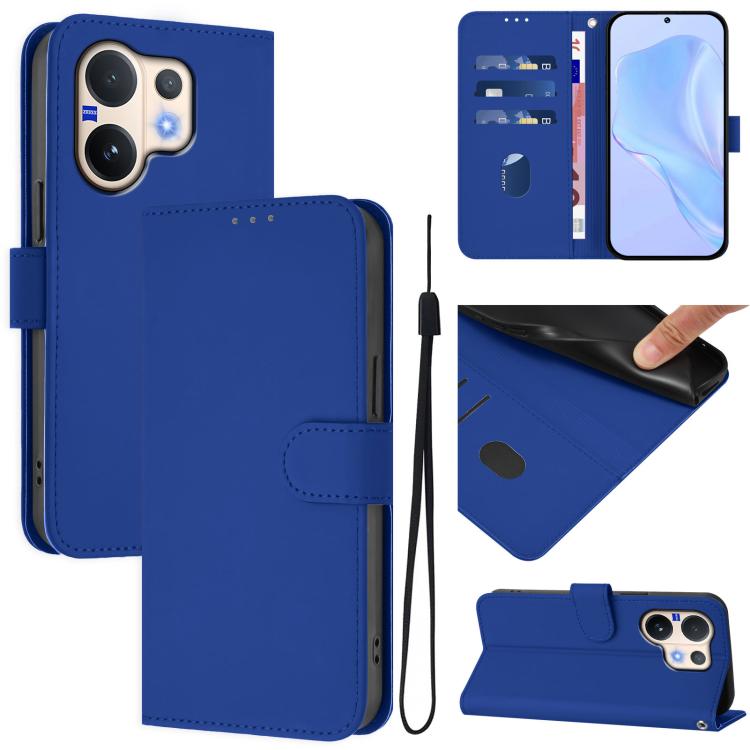 Skin Feel Solid Color Leather Phone Case with Lanyard, For vivo V60 Lite 5G Global, For vivo Y400 5G Global, For vivo V60 5G Global