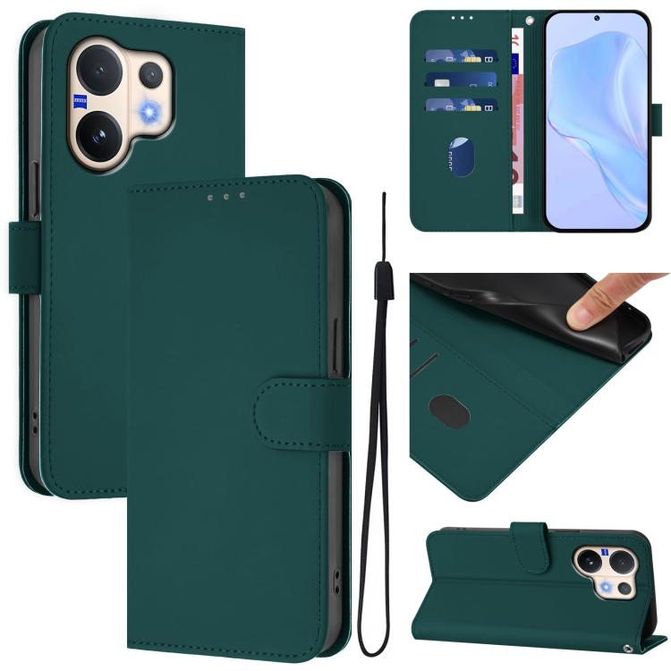 Skin Feel Solid Color Leather Phone Case with Lanyard, For vivo V60 Lite 5G Global, For vivo Y400 5G Global, For vivo V60 5G Global