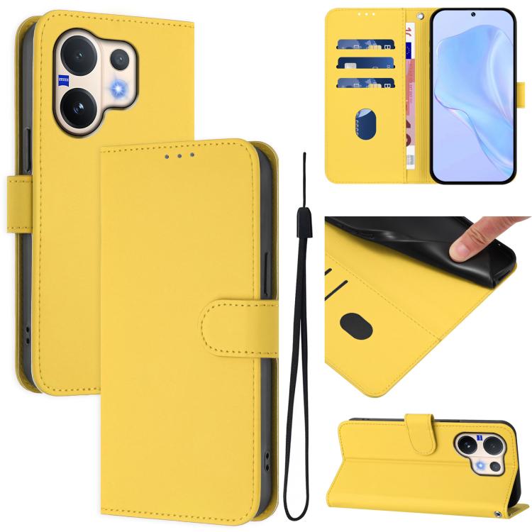 Skin Feel Solid Color Leather Phone Case with Lanyard, For vivo V60 Lite 5G Global, For vivo Y400 5G Global, For vivo V60 5G Global