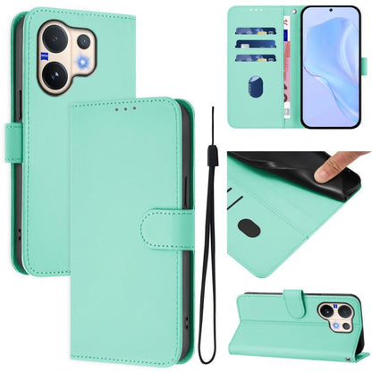 Skin Feel Solid Color Leather Phone Case with Lanyard, For vivo V60 Lite 5G Global, For vivo Y400 5G Global, For vivo V60 5G Global