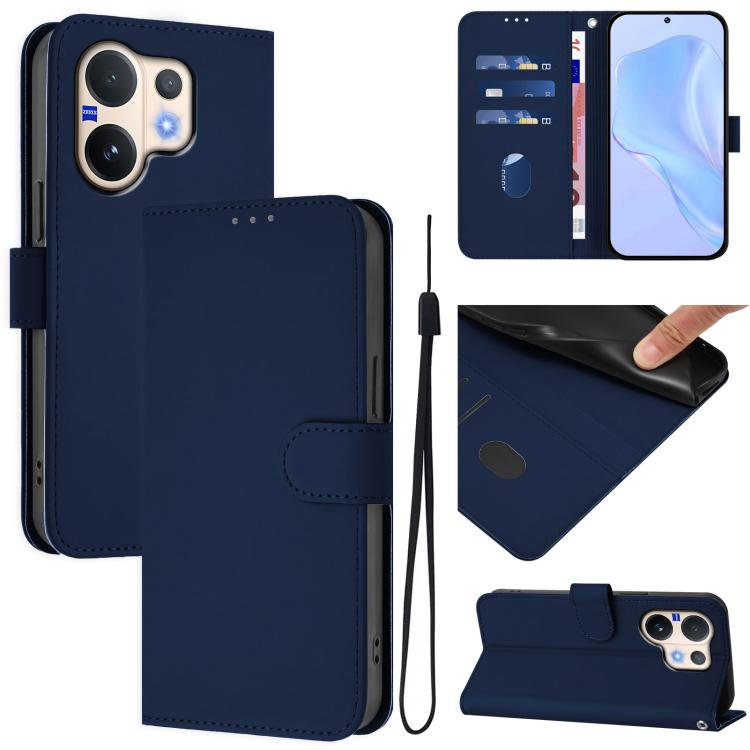 Skin Feel Solid Color Leather Phone Case with Lanyard, For vivo V60 Lite 5G Global, For vivo Y400 5G Global, For vivo V60 5G Global