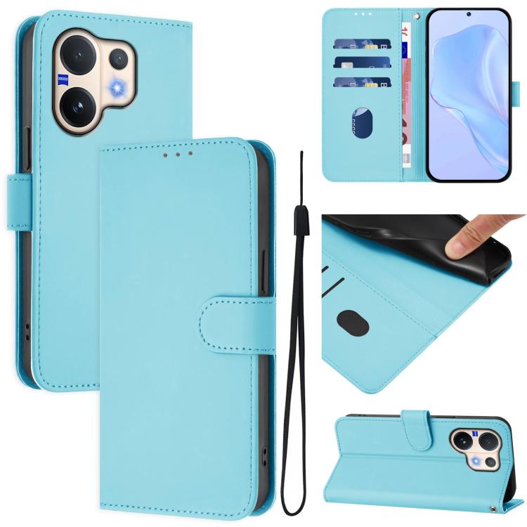 Skin Feel Solid Color Leather Phone Case with Lanyard, For vivo V60 Lite 5G Global, For vivo Y400 5G Global, For vivo V60 5G Global