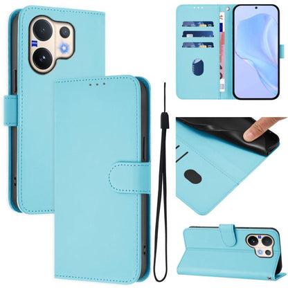 Skin Feel Solid Color Leather Phone Case with Lanyard, For vivo V60 Lite 5G Global, For vivo Y400 5G Global, For vivo V60 5G Global