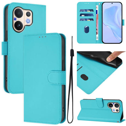 Skin Feel Solid Color Leather Phone Case with Lanyard, For vivo V60 Lite 5G Global, For vivo Y400 5G Global, For vivo V60 5G Global