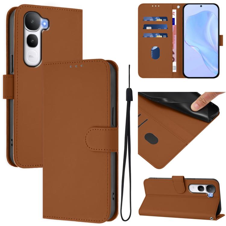 Skin Feel Solid Color Leather Phone Case with Lanyard, For vivo V60 Lite 5G Global, For vivo Y400 5G Global, For vivo V60 5G Global