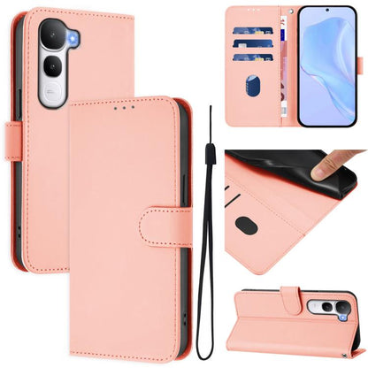 Skin Feel Solid Color Leather Phone Case with Lanyard, For vivo V60 Lite 5G Global, For vivo Y400 5G Global, For vivo V60 5G Global