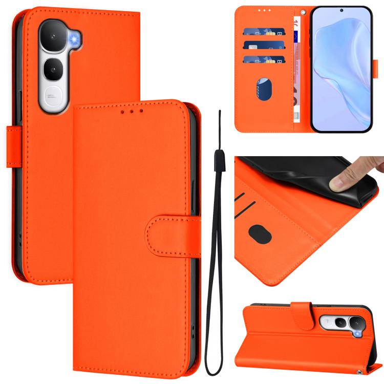 Skin Feel Solid Color Leather Phone Case with Lanyard, For vivo V60 Lite 5G Global, For vivo Y400 5G Global, For vivo V60 5G Global