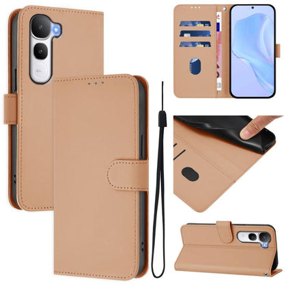 Skin Feel Solid Color Leather Phone Case with Lanyard, For vivo V60 Lite 5G Global, For vivo Y400 5G Global, For vivo V60 5G Global