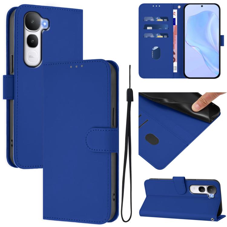 Skin Feel Solid Color Leather Phone Case with Lanyard, For vivo V60 Lite 5G Global, For vivo Y400 5G Global, For vivo V60 5G Global