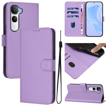 Skin Feel Solid Color Leather Phone Case with Lanyard, For vivo V60 Lite 5G Global, For vivo Y400 5G Global, For vivo V60 5G Global