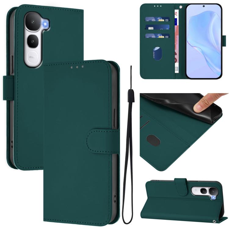 Skin Feel Solid Color Leather Phone Case with Lanyard, For vivo V60 Lite 5G Global, For vivo Y400 5G Global, For vivo V60 5G Global