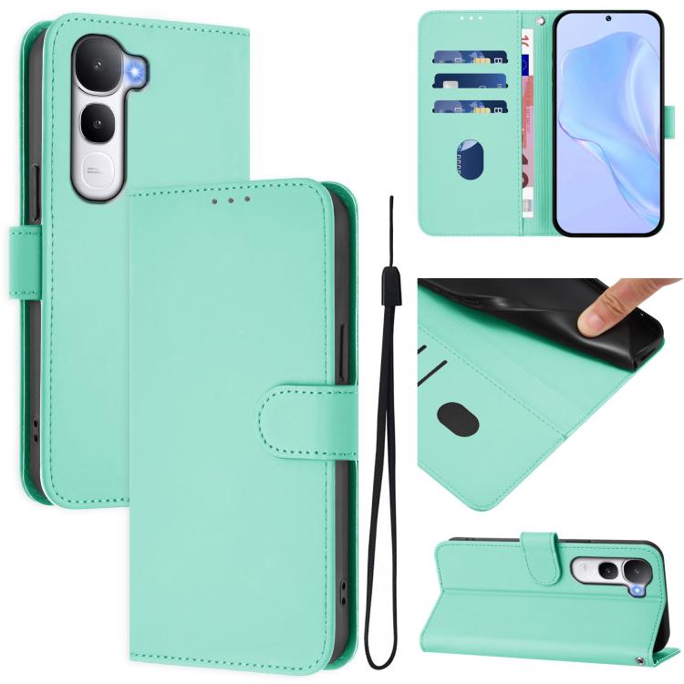 Skin Feel Solid Color Leather Phone Case with Lanyard, For vivo V60 Lite 5G Global, For vivo Y400 5G Global, For vivo V60 5G Global