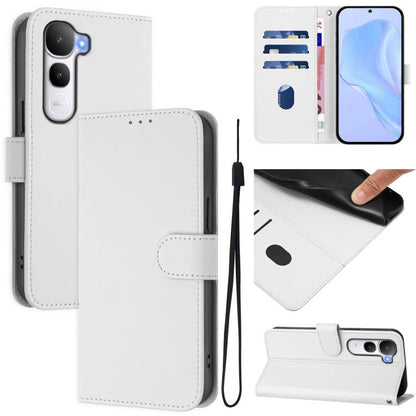 Skin Feel Solid Color Leather Phone Case with Lanyard, For vivo V60 Lite 5G Global, For vivo Y400 5G Global, For vivo V60 5G Global