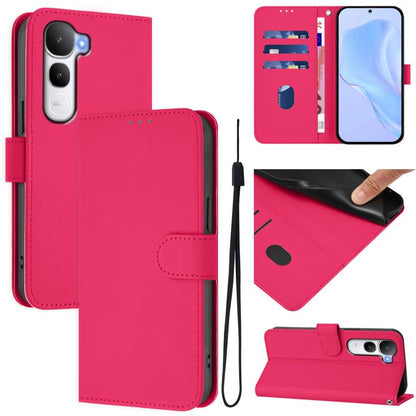 Skin Feel Solid Color Leather Phone Case with Lanyard, For vivo V60 Lite 5G Global, For vivo Y400 5G Global, For vivo V60 5G Global