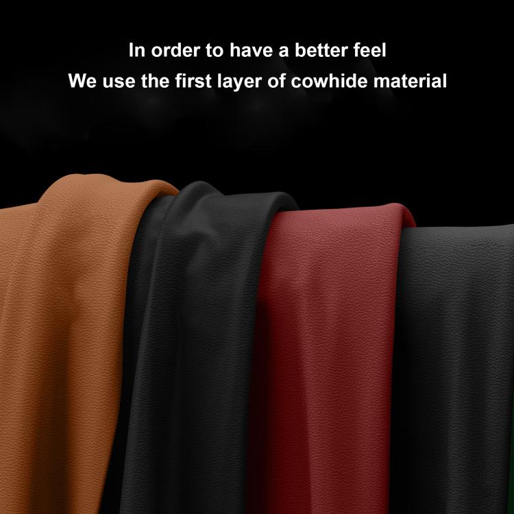Textured leather phone case in brown, black, and red color options
