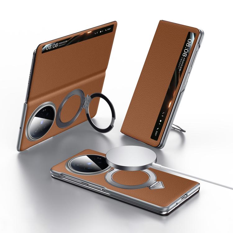 SULADA Smart View Window MagSafe Magnetic Holder Leather Phone Case, For vivo X Fold6 5G, For vivo X Fold5