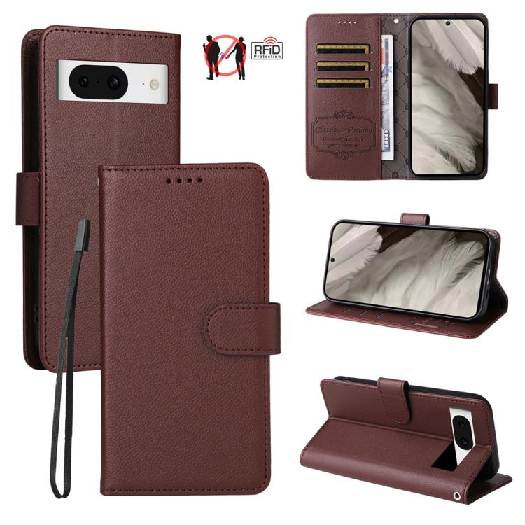 Litchi Texture RFID Blocking 3-Card Wallet Leather Phone Case, For Google Pixel 11a, For Google Pixel 11 Pro XL, For Google Pixel 11 / Pixel 11 Pro, For Google Pixel 10a, For Google Pixel 9 Pro XL / 10 Pro XL, For Google Pixel 9 / 9 Pro / 10 / 10 Pro  ...
