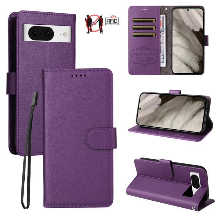 Litchi Texture RFID Blocking 3-Card Wallet Leather Phone Case, For Google Pixel 11a, For Google Pixel 11 Pro XL, For Google Pixel 11 / Pixel 11 Pro, For Google Pixel 10a, For Google Pixel 9 Pro XL / 10 Pro XL, For Google Pixel 9 / 9 Pro / 10 / 10 Pro  ...