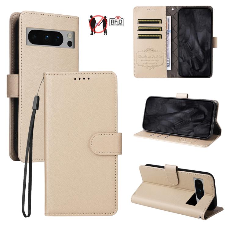 Litchi Texture RFID Blocking 3-Card Wallet Leather Phone Case, For Google Pixel 11a, For Google Pixel 11 Pro XL, For Google Pixel 11 / Pixel 11 Pro, For Google Pixel 10a, For Google Pixel 9 Pro XL / 10 Pro XL, For Google Pixel 9 / 9 Pro / 10 / 10 Pro  ...