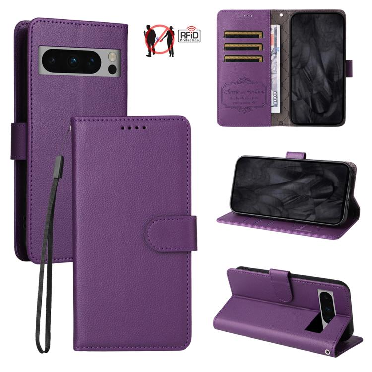 Litchi Texture RFID Blocking 3-Card Wallet Leather Phone Case, For Google Pixel 11a, For Google Pixel 11 Pro XL, For Google Pixel 11 / Pixel 11 Pro, For Google Pixel 10a, For Google Pixel 9 Pro XL / 10 Pro XL, For Google Pixel 9 / 9 Pro / 10 / 10 Pro  ...