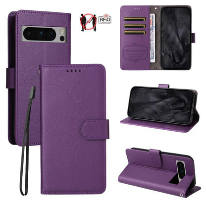 Litchi Texture RFID Blocking 3-Card Wallet Leather Phone Case, For Google Pixel 11a, For Google Pixel 11 Pro XL, For Google Pixel 11 / Pixel 11 Pro, For Google Pixel 10a, For Google Pixel 9 Pro XL / 10 Pro XL, For Google Pixel 9 / 9 Pro / 10 / 10 Pro  ...
