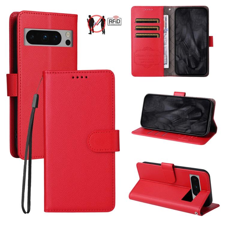 Litchi Texture RFID Blocking 3-Card Wallet Leather Phone Case, For Google Pixel 11a, For Google Pixel 11 Pro XL, For Google Pixel 11 / Pixel 11 Pro, For Google Pixel 10a, For Google Pixel 9 Pro XL / 10 Pro XL, For Google Pixel 9 / 9 Pro / 10 / 10 Pro  ...