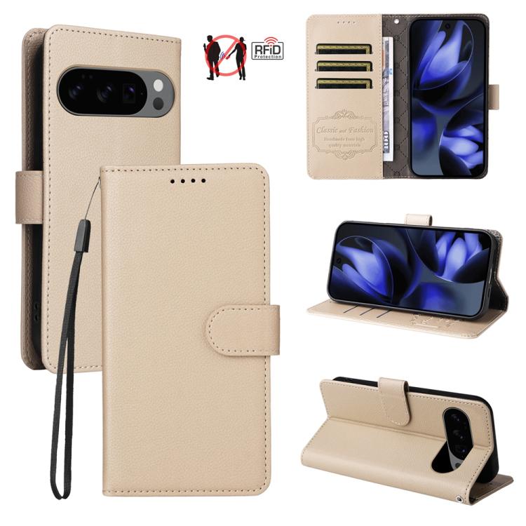Litchi Texture RFID Blocking 3-Card Wallet Leather Phone Case, For Google Pixel 11a, For Google Pixel 11 Pro XL, For Google Pixel 11 / Pixel 11 Pro, For Google Pixel 10a, For Google Pixel 9 Pro XL / 10 Pro XL, For Google Pixel 9 / 9 Pro / 10 / 10 Pro  ...