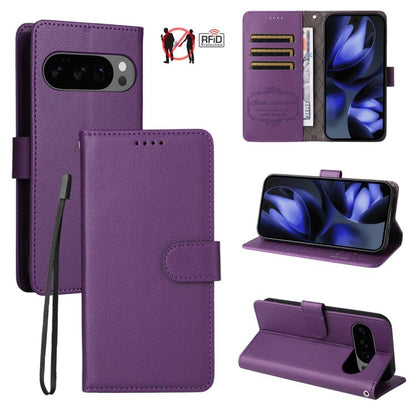 Litchi Texture RFID Blocking 3-Card Wallet Leather Phone Case, For Google Pixel 11a, For Google Pixel 11 Pro XL, For Google Pixel 11 / Pixel 11 Pro, For Google Pixel 10a, For Google Pixel 9 Pro XL / 10 Pro XL, For Google Pixel 9 / 9 Pro / 10 / 10 Pro  ...