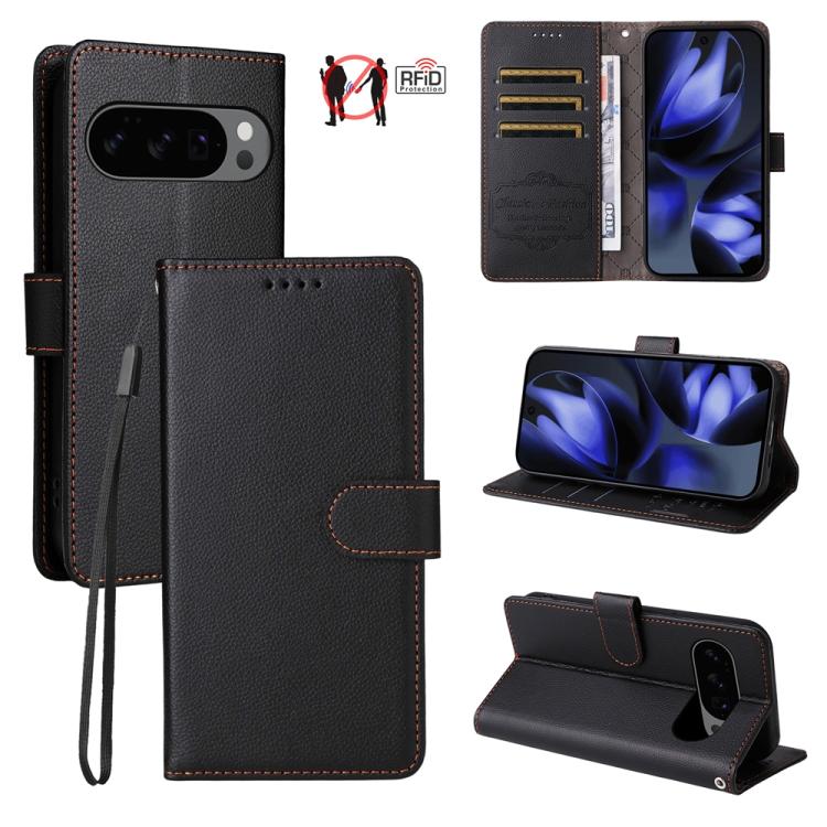 Litchi Texture RFID Blocking 3-Card Wallet Leather Phone Case, For Google Pixel 11a, For Google Pixel 11 Pro XL, For Google Pixel 11 / Pixel 11 Pro, For Google Pixel 10a, For Google Pixel 9 Pro XL / 10 Pro XL, For Google Pixel 9 / 9 Pro / 10 / 10 Pro  ...