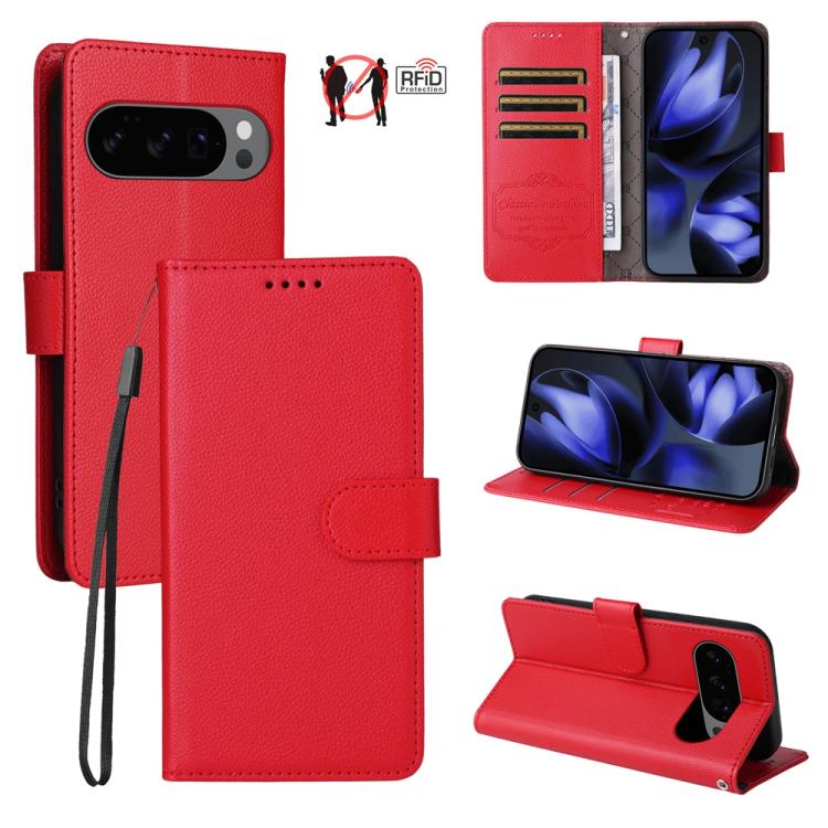 Litchi Texture RFID Blocking 3-Card Wallet Leather Phone Case, For Google Pixel 11a, For Google Pixel 11 Pro XL, For Google Pixel 11 / Pixel 11 Pro, For Google Pixel 10a, For Google Pixel 9 Pro XL / 10 Pro XL, For Google Pixel 9 / 9 Pro / 10 / 10 Pro  ...