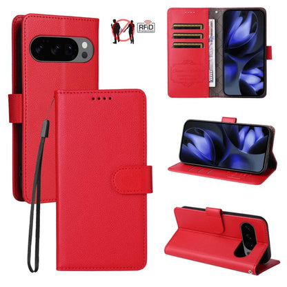 Litchi Texture RFID Blocking 3-Card Wallet Leather Phone Case, For Google Pixel 11a, For Google Pixel 11 Pro XL, For Google Pixel 11 / Pixel 11 Pro, For Google Pixel 10a, For Google Pixel 9 Pro XL / 10 Pro XL, For Google Pixel 9 / 9 Pro / 10 / 10 Pro  ...