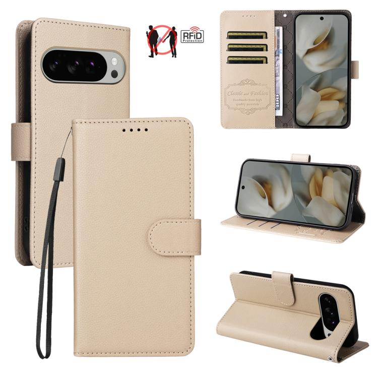 Litchi Texture RFID Blocking 3-Card Wallet Leather Phone Case, For Google Pixel 11a, For Google Pixel 11 Pro XL, For Google Pixel 11 / Pixel 11 Pro, For Google Pixel 10a, For Google Pixel 9 Pro XL / 10 Pro XL, For Google Pixel 9 / 9 Pro / 10 / 10 Pro  ...