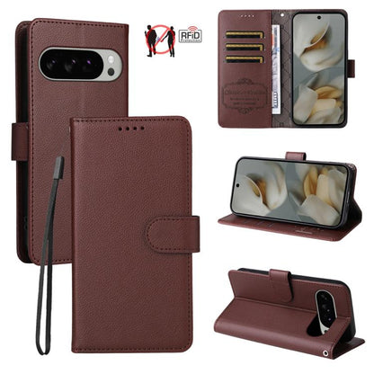 Litchi Texture RFID Blocking 3-Card Wallet Leather Phone Case, For Google Pixel 11a, For Google Pixel 11 Pro XL, For Google Pixel 11 / Pixel 11 Pro, For Google Pixel 10a, For Google Pixel 9 Pro XL / 10 Pro XL, For Google Pixel 9 / 9 Pro / 10 / 10 Pro  ...
