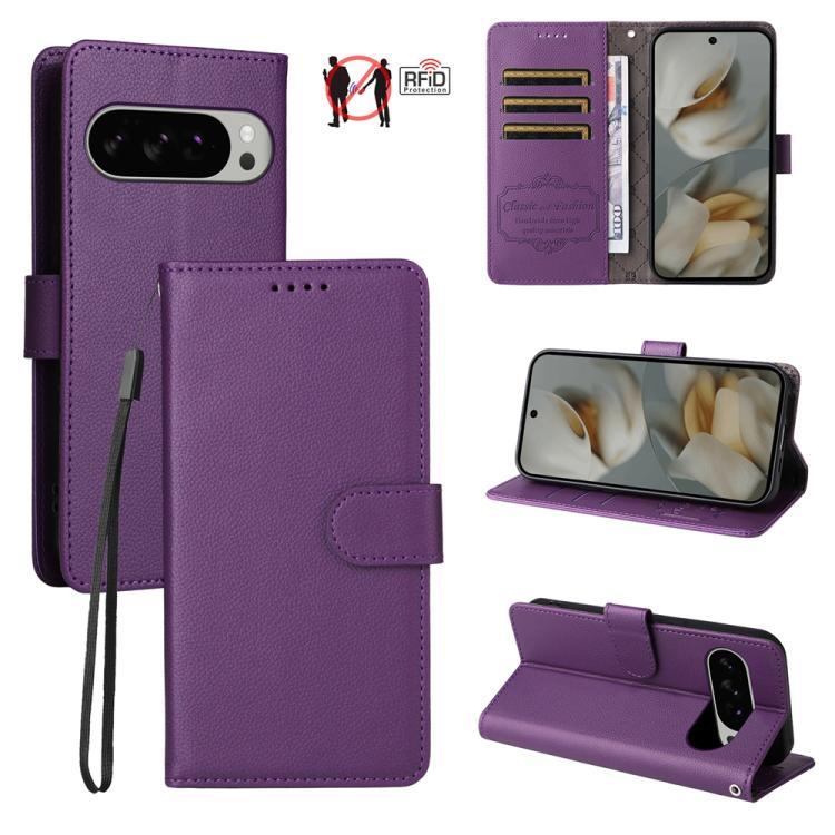 Litchi Texture RFID Blocking 3-Card Wallet Leather Phone Case, For Google Pixel 11a, For Google Pixel 11 Pro XL, For Google Pixel 11 / Pixel 11 Pro, For Google Pixel 10a, For Google Pixel 9 Pro XL / 10 Pro XL, For Google Pixel 9 / 9 Pro / 10 / 10 Pro  ...