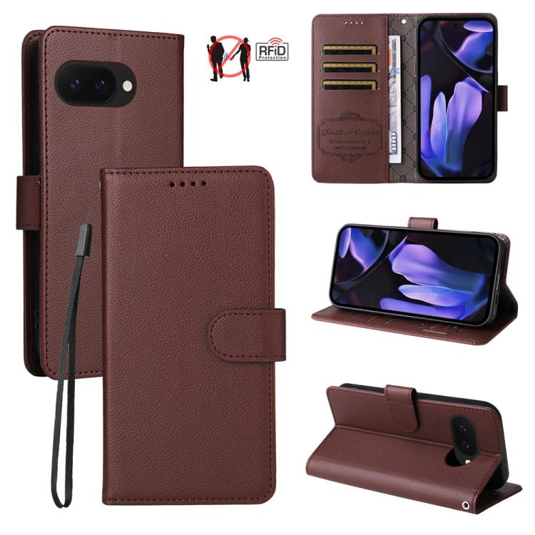 Litchi Texture RFID Blocking 3-Card Wallet Leather Phone Case, For Google Pixel 11a, For Google Pixel 11 Pro XL, For Google Pixel 11 / Pixel 11 Pro, For Google Pixel 10a, For Google Pixel 9 Pro XL / 10 Pro XL, For Google Pixel 9 / 9 Pro / 10 / 10 Pro  ...