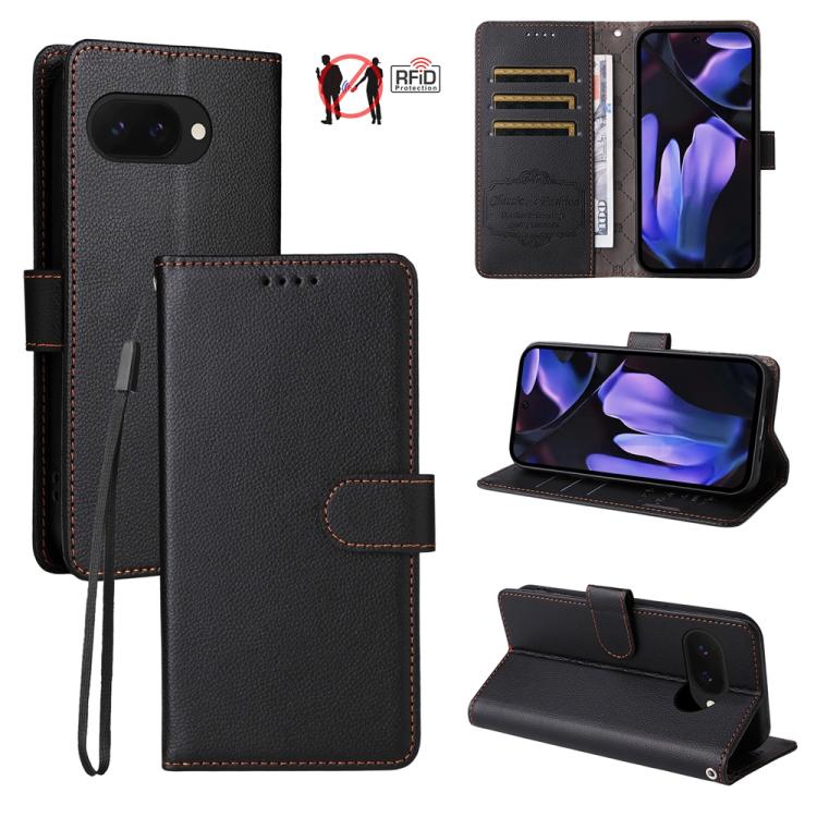 Litchi Texture RFID Blocking 3-Card Wallet Leather Phone Case, For Google Pixel 11a, For Google Pixel 11 Pro XL, For Google Pixel 11 / Pixel 11 Pro, For Google Pixel 10a, For Google Pixel 9 Pro XL / 10 Pro XL, For Google Pixel 9 / 9 Pro / 10 / 10 Pro  ...