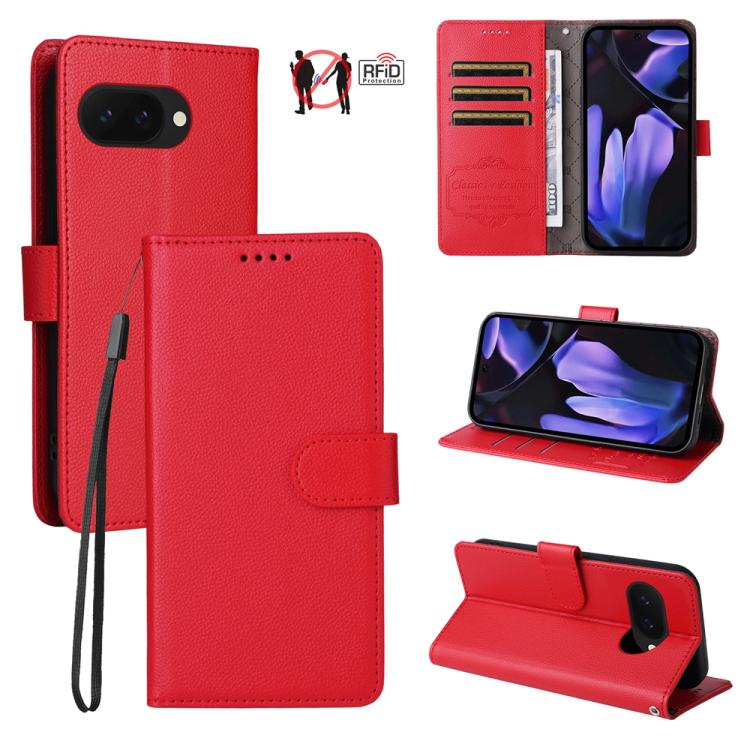 Litchi Texture RFID Blocking 3-Card Wallet Leather Phone Case, For Google Pixel 11a, For Google Pixel 11 Pro XL, For Google Pixel 11 / Pixel 11 Pro, For Google Pixel 10a, For Google Pixel 9 Pro XL / 10 Pro XL, For Google Pixel 9 / 9 Pro / 10 / 10 Pro  ...