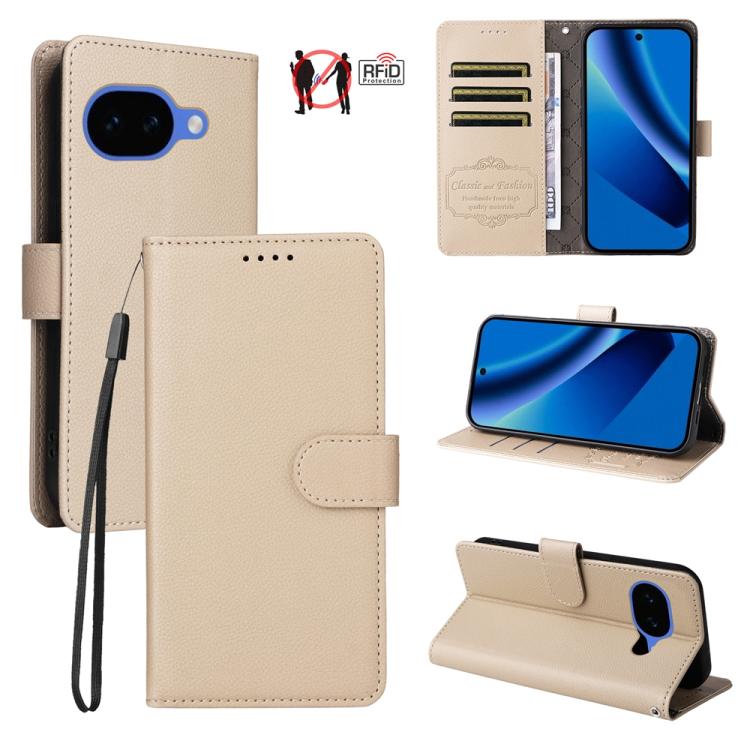 Litchi Texture RFID Blocking 3-Card Wallet Leather Phone Case, For Google Pixel 11a, For Google Pixel 11 Pro XL, For Google Pixel 11 / Pixel 11 Pro, For Google Pixel 10a, For Google Pixel 9 Pro XL / 10 Pro XL, For Google Pixel 9 / 9 Pro / 10 / 10 Pro  ...